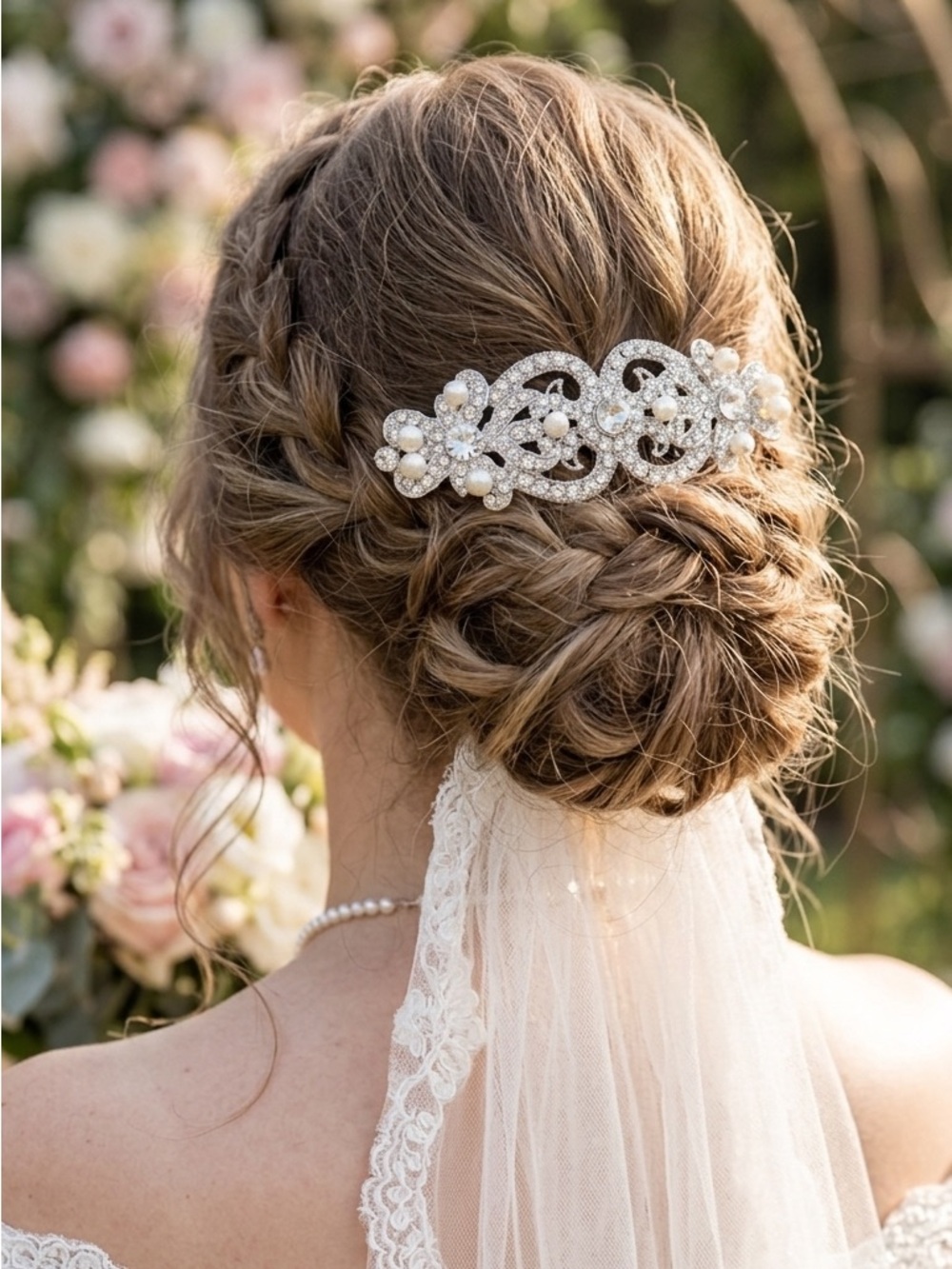 Bridal Pearl & Crystal Hair Comb - Silver